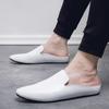 Outdoor Men Leather Comfortable Half Shoes for Men Slide Slipper Brand Designer Italian Mens Casual Shoes Hot Sale 2024 New
