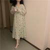 Floral Pajama Dress Women Autumn Japanese Style Princess Casual Loose Long-sleeved Cotton Doll Collar Home Wear Chic