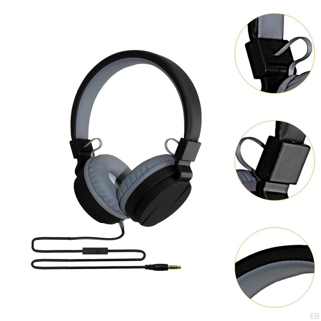 Over Ear Headphone Wired Headset Comfortable Office Lightweight with Microphone Students Adjustable