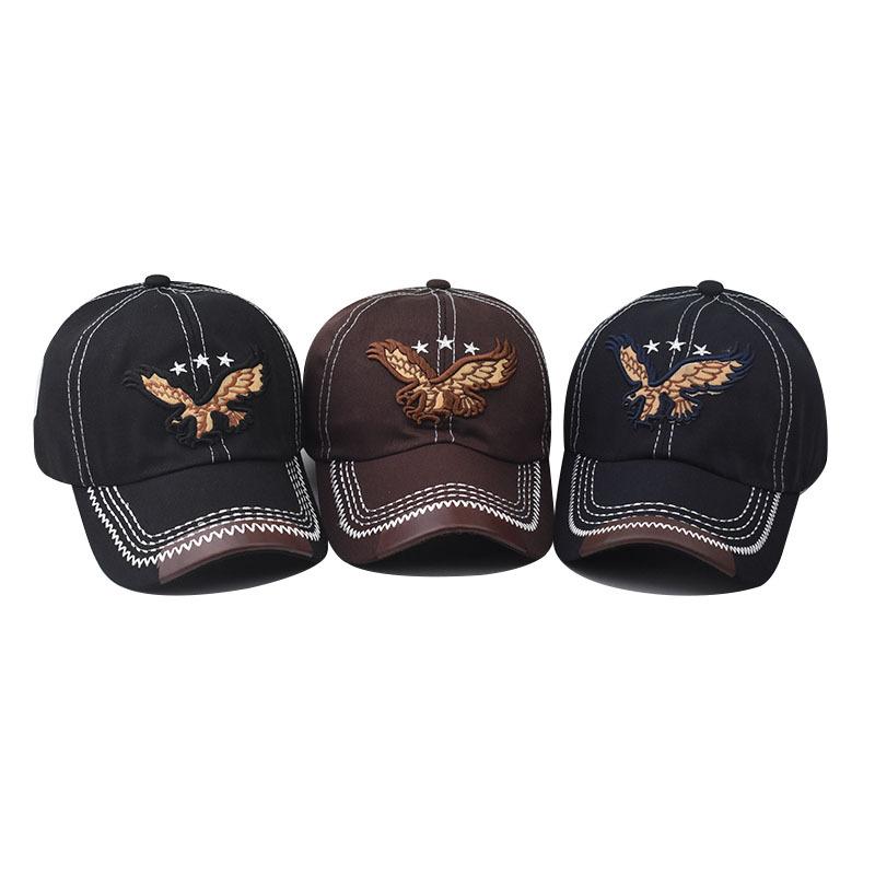Стираный хлопок Классическая бейсболка с вышитым орлом Старая стираная кепка с козырьком Шляпа от солнца для активного отдыха