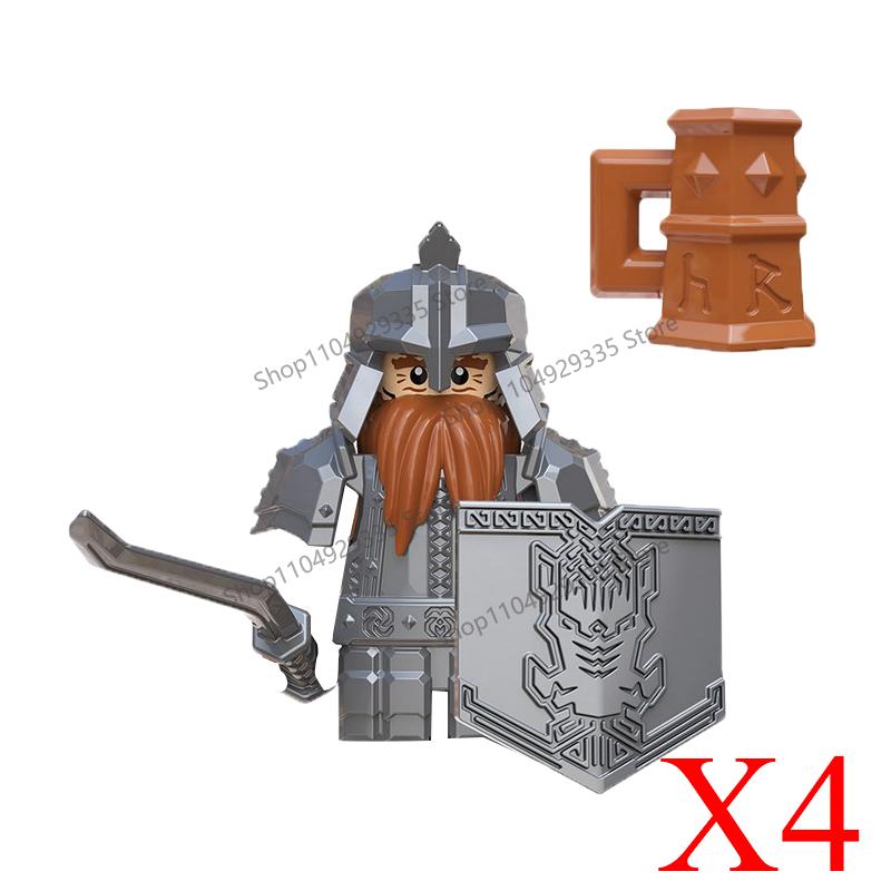 Medieval Knight Figures Building Blocks Elf Guard Dwarf Warrior Wild Boar Sheep Mount Fantasy Movie Character Soldier Bricks Toy