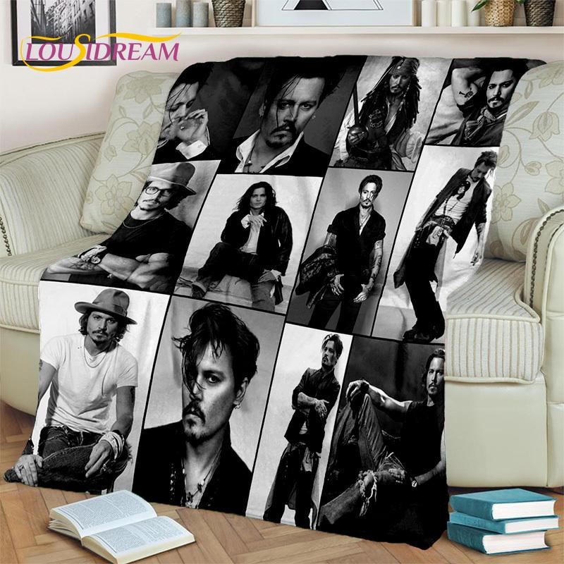 3D Printing Series Johnny Depp Blanket,Soft Throw Blanket for Home Bedroom Bed Sofa Picnic Travel Office Rest Cover Blanket Kids