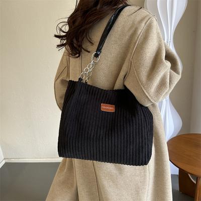 Вместительная вельветовая зимняя новая повседневная простая портативная плечевая сумка-тоут