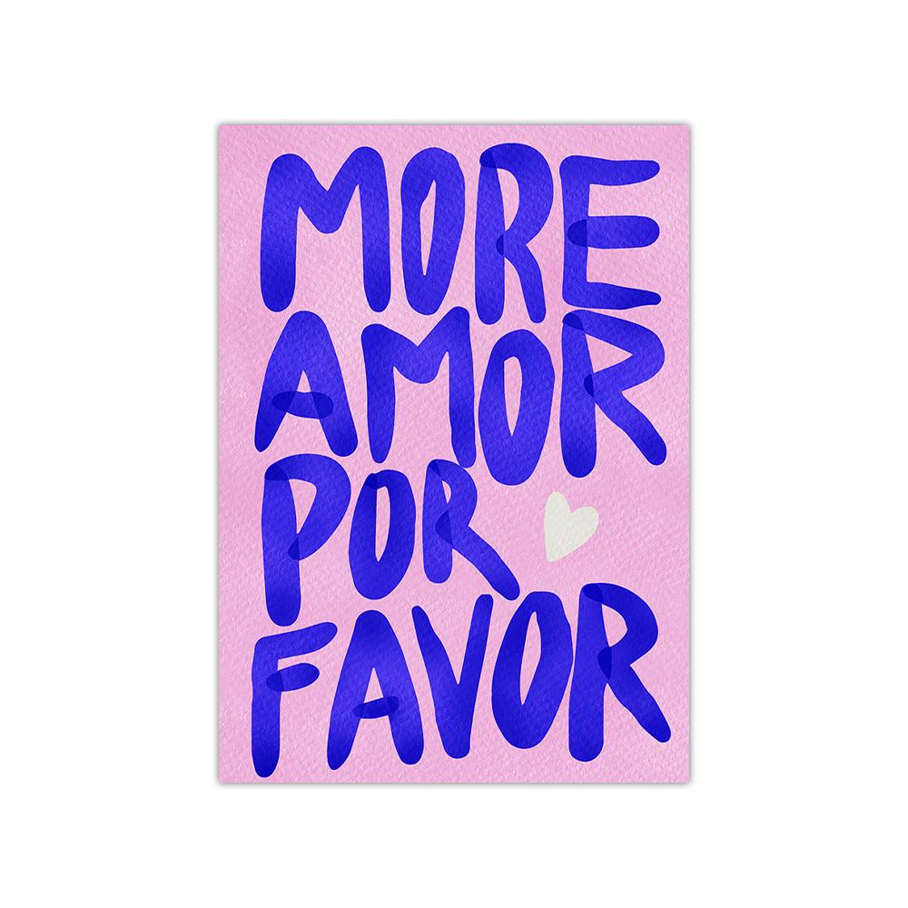 1PC Frameless Modern Eclectic More Amor Por Favor Sunshine Quotes Posters Canvas Painting Maximalist Wall Art for Home Decor