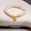 S925 Sterling Silver Freshwater Pearl Bracelet: Chinese Style, Light Luxury, Wealth & Blessing Charm.