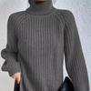 Autumn Winter Turtleneck Women Knitted Sweater New Fashion Long Sleeve Plus Size Split Pullover Sweaters Loose Casual Tops Solid Color Clothing 1681