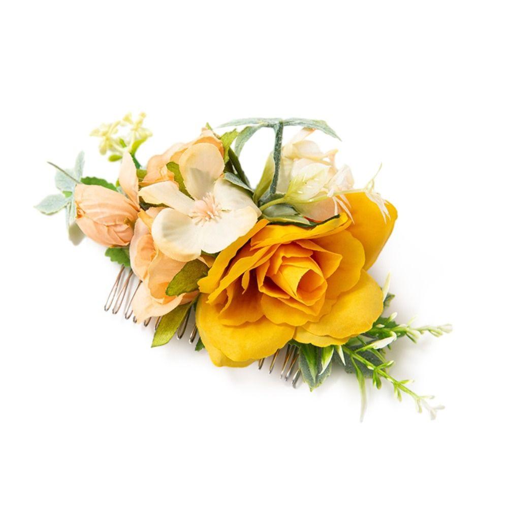 Свадебные хрустальные украшения для волос Цветочная расческа для волос Свадебные аксессуары для волос Расческа для волос с цветочными листьями