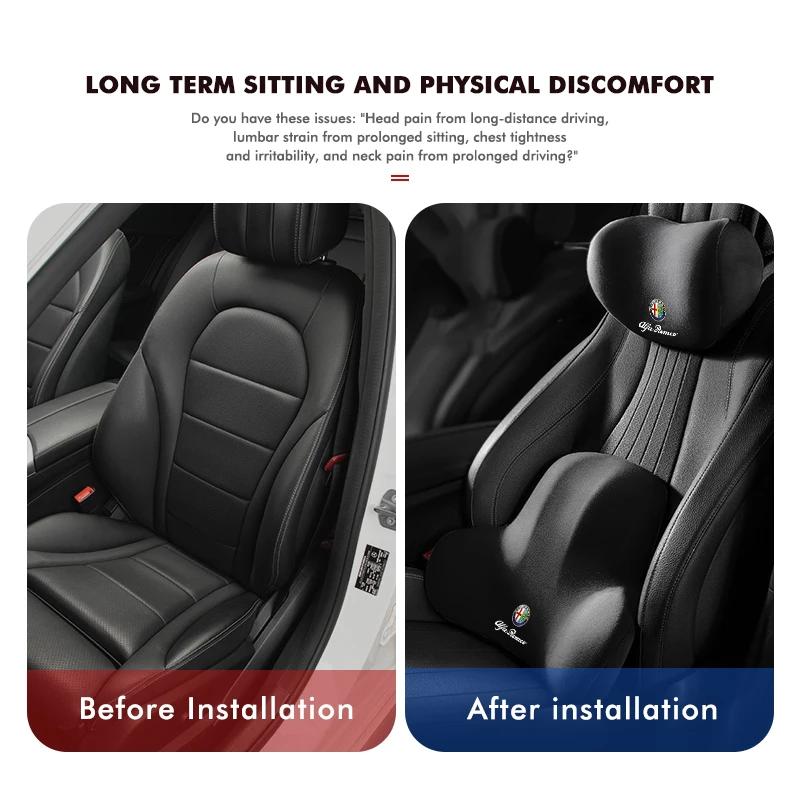 Car Stickers For Alfa Romeo Car Driver Seat Headrest Lumbar Support Pad Neck Pillow Interior Accessories For Alfa Romeo Giulia 1