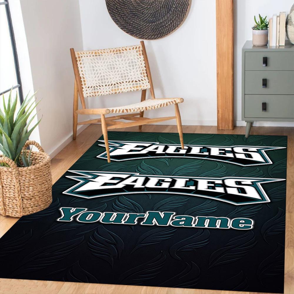 Philadelphia Eagles Customize Text Area Rug Suitable For Balcony Kitchen Dormitory Game Room Antislip Carpet Office Home Decor Spiritual Gift