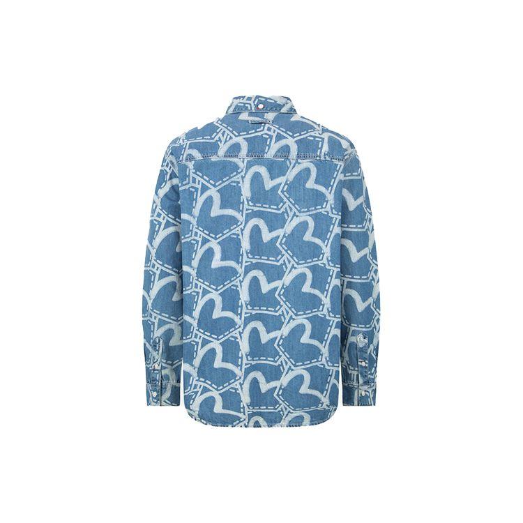 Evisu FW22 Рубашка с длинным рукавом с принтом по всей поверхности с карманами Мужские рубашки Джинсово-синий 2EAHTM2SL177RXDN