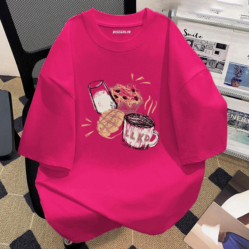 Женская летняя популярная футболка с короткими рукавами из хлопка, дышащая, свободная футболка с принтом, повседневная