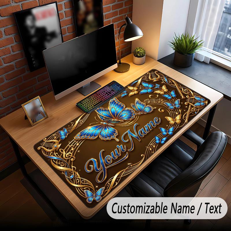 Butterfly Theme Custom Mouse Pad Personalized With Name Text Customized Desk Mat For Office Home Decor