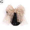 Women Satin Hair Clip With Net Bun Cover Bow Barrette Snood Hairnet Accessory