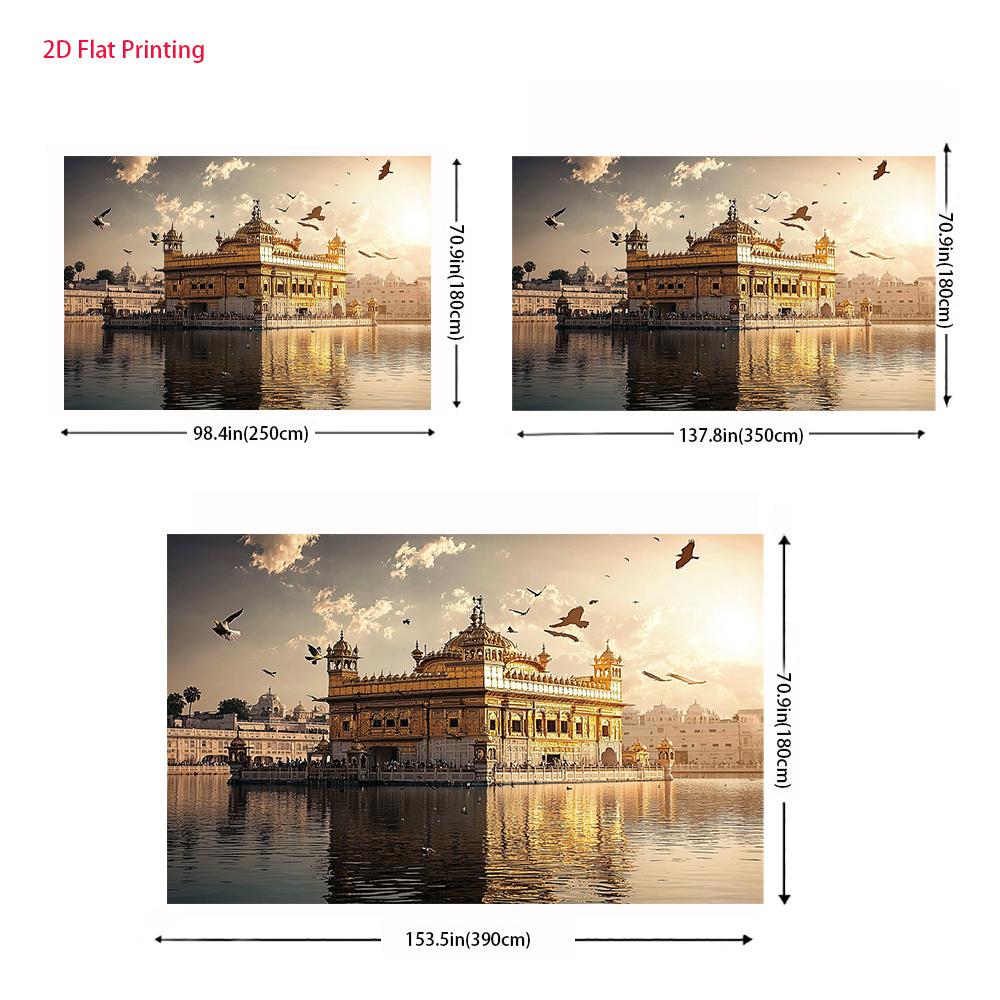 2D plane one piece of golden temple morning light pigeon shadow banner background cloth party photo-taking props