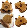 Lovely Plush Pillow with Hat Delightful Cartoon Animal Stuffed Neck Cushion Perfect for Adults and Children Traveling