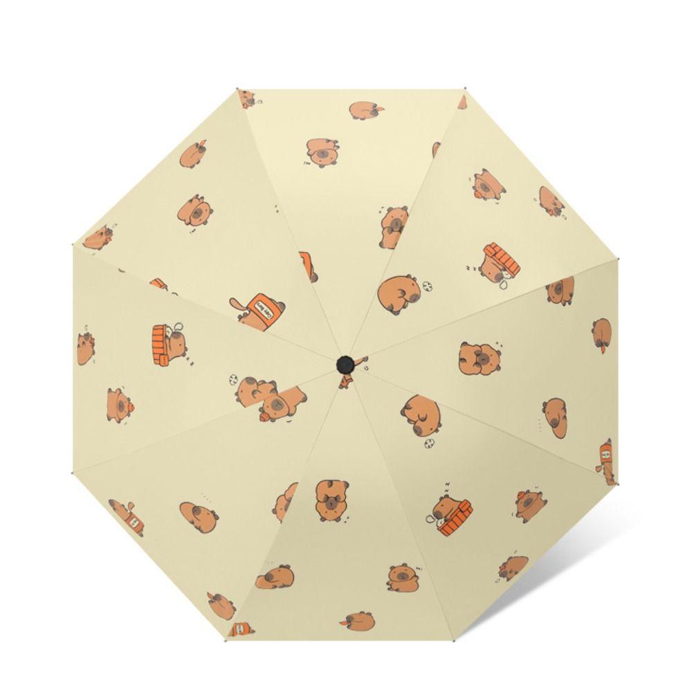 Black Glue Parasol Cute Three-fold Umbrella New Capybara Umbrella
