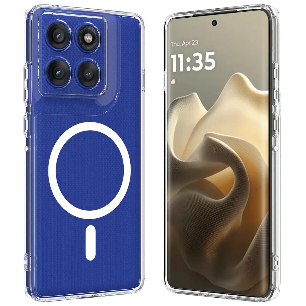 Для Motorola Edge 70 5G Прозрачный Магнитный Чехол для Телефона ТПУ + Акриловая Задняя Крышка