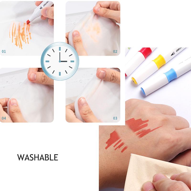 Double Head Soft Head Marker Water Based Marker Set Painting Marker Student Marker Pen 24/36/48/64 Colors Triangular Marker