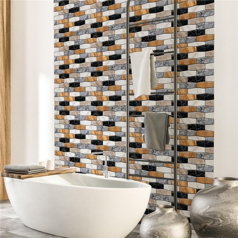 10Pcs 3D Removable Wall Sticker Tile Marbling Brick Self-adhesive Waterproof Kitchen Bathroom Home Decor DIY
