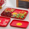 Fruit Plate Wedding Red Toast Tea Tray Red Plate Rectangular Tray Plastic Housewarming New Home Festive Wedding Plate