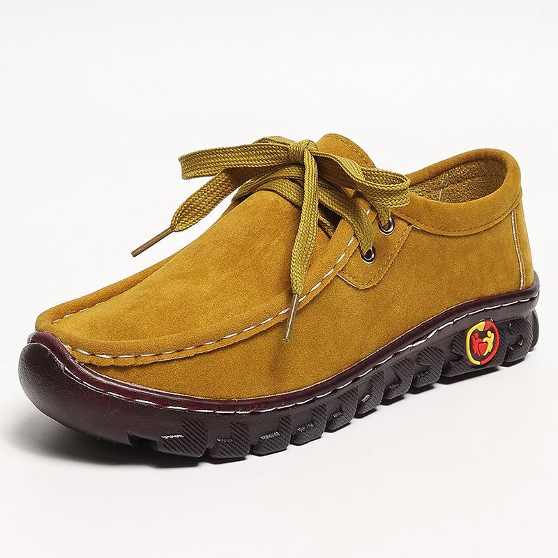 Женские кроссовки на платформе, осенние мокасины из искусственной замши с мягкой подошвой, женские однотонные нескользящие туфли на плоском каблуке, повседневная спортивная обувь