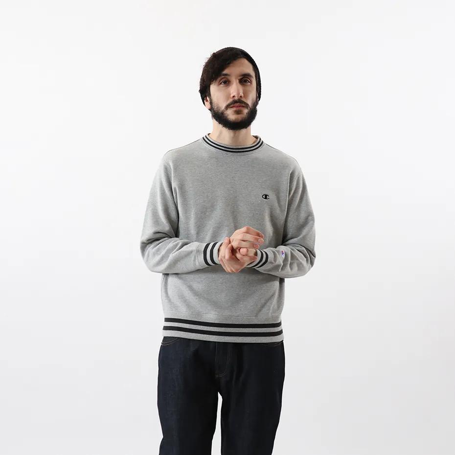 Champion Sweatshirts Unisex Gray Crew Neck Moderate Regular (Unisex) Sweatshirts C3 Q004 C070