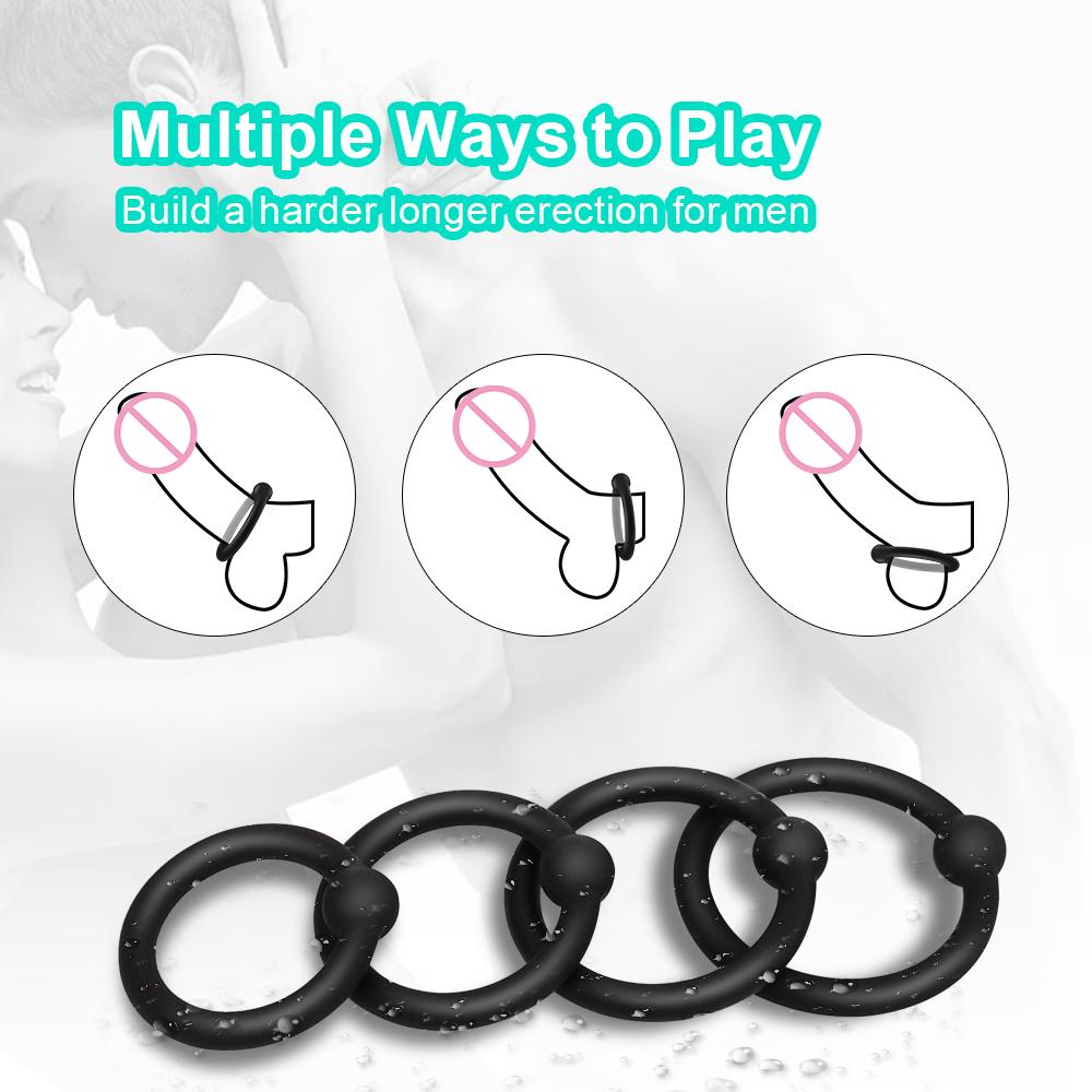 4PCS Silicone Cock Ring Erection Ring Male Delay Ejaculation Penis Ring High Elasticity Penisring Sex Toys for Men Adults 18