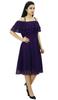 Bimba Women's Solid Georgette Off Shoulder Ruffle Plain Shift Dress