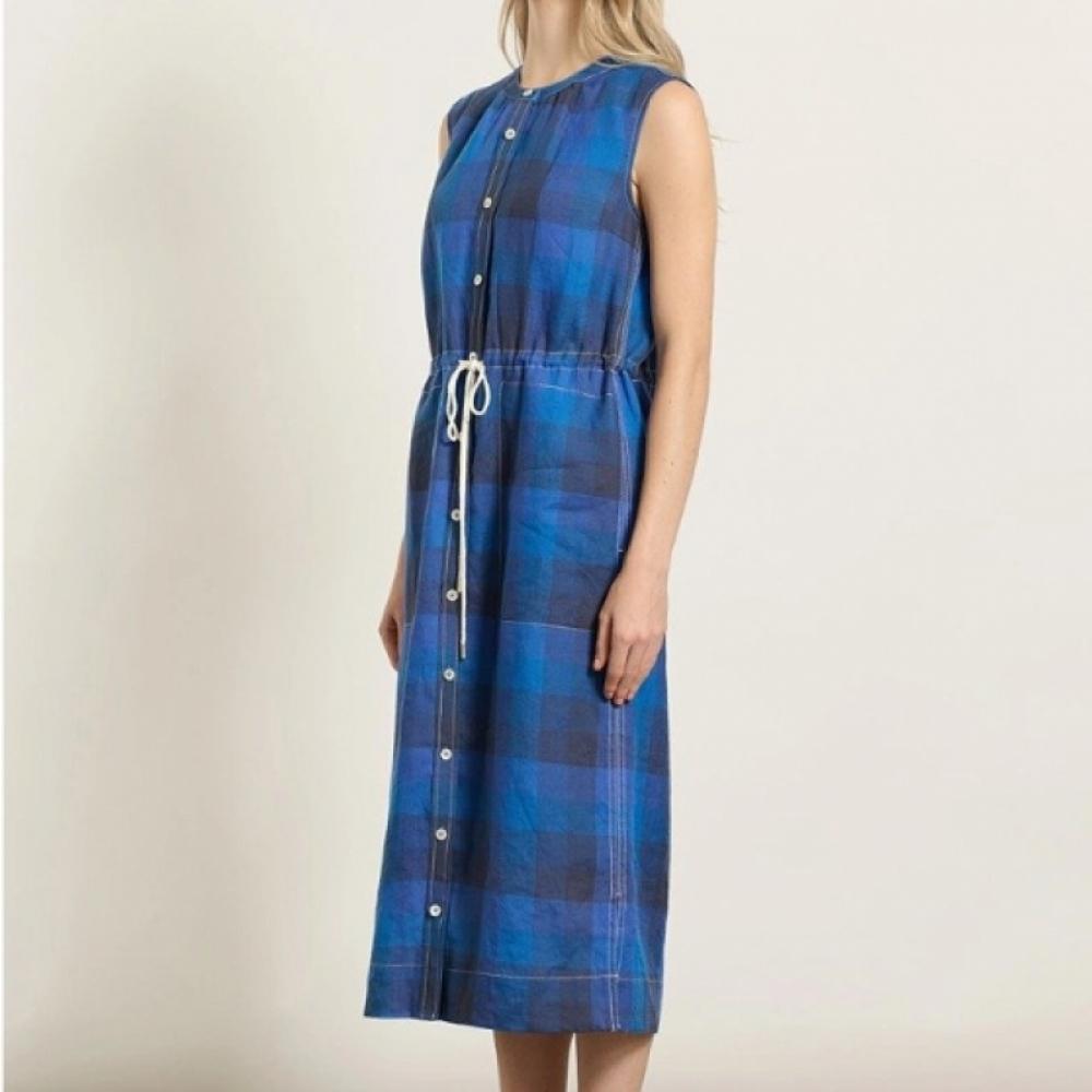 Bcbg String Dress Blue Check B5m6o655