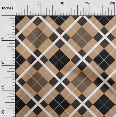 Ткань Cotton Flex Light Brown, швейный материал в клетку Argyle, ткань с принтом, по ярдам 40 дюймов