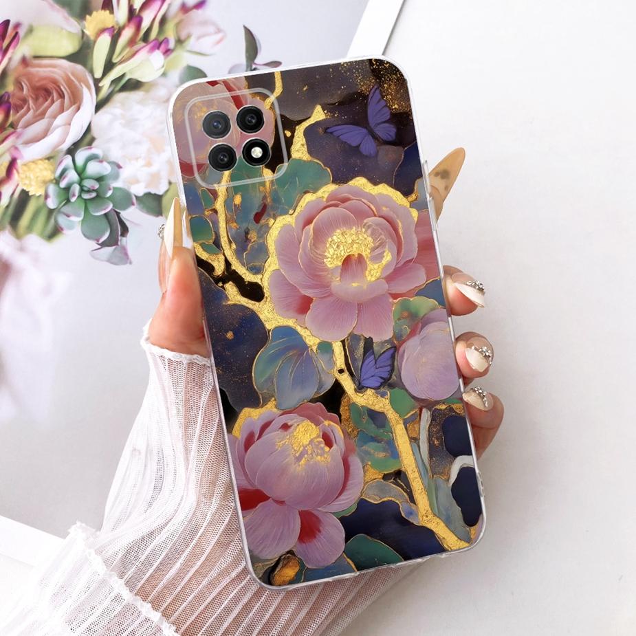 Для Oppo A73 5G Чехол CPH2161 Роскошные Цветы Бабочка Рисованный Чехол Мягкий Тонкий Чехол для Телефона Для Oppo A72 5G OppoA73 5G Fundas Coque
