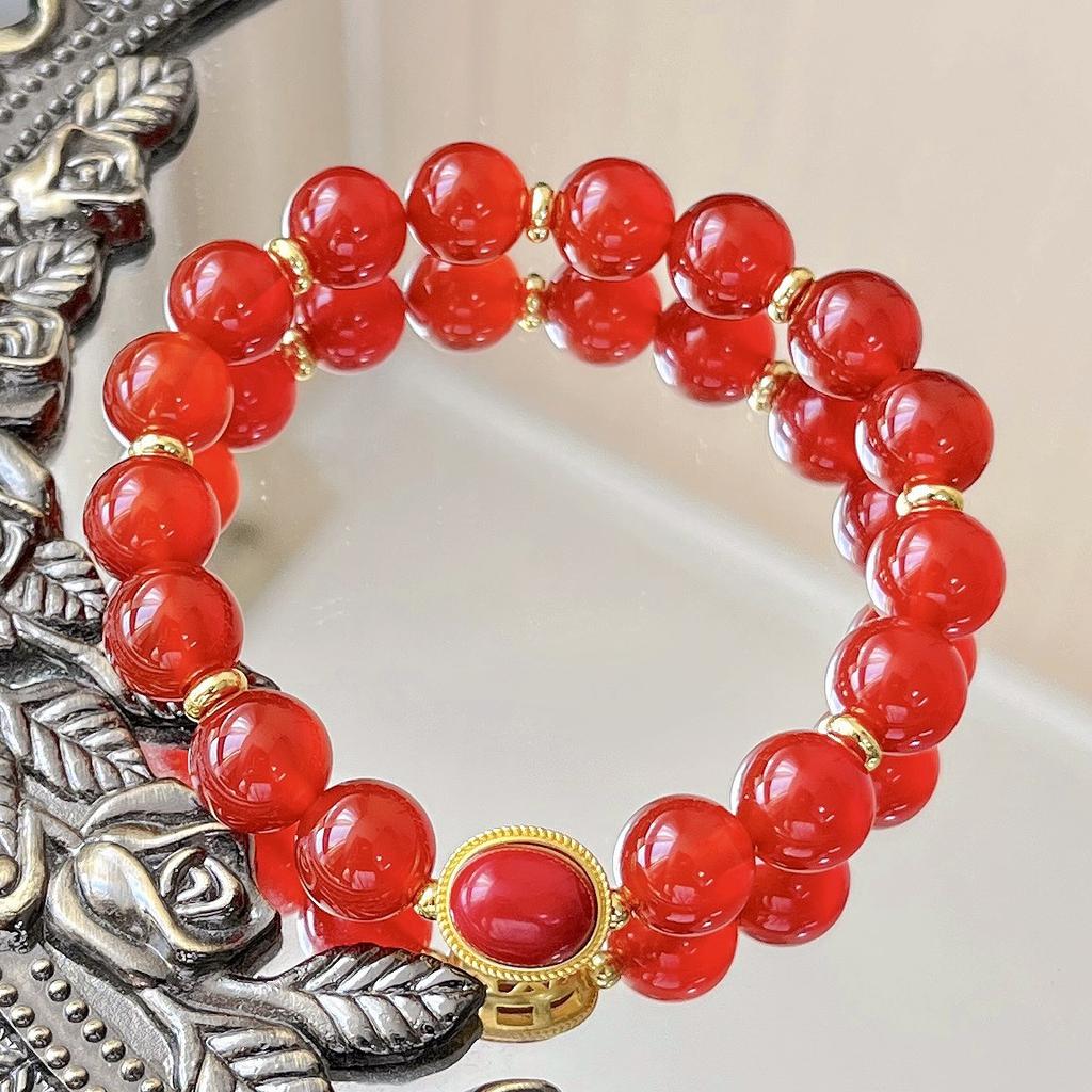 10Mm Natural Chalcedony Agate Design Bracelet Bracelet