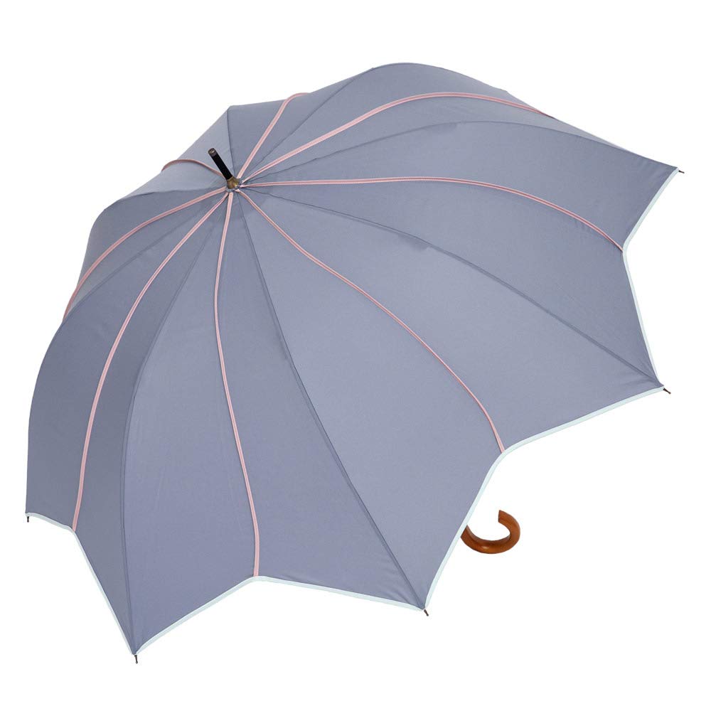 Большой цветок-звезда, длинный, труднодоступный, зонт, мотив, зонт, глубокий, мокрый, (Серо-голубой)