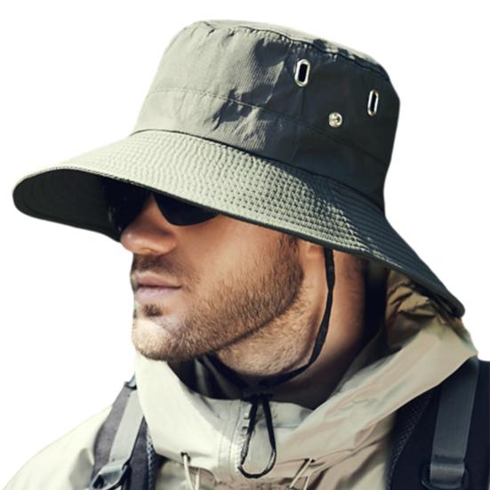 Мужская летняя шляпа от солнца с ветрозащитным ремешком и широкими полями, анти-УФ-защита от солнца, складная портативная кепка для садоводства, рыбалки и путешествий, уличная рыбацкая шляпа