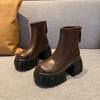 Модные женские ботинки на толстой подошве высотой 8 см, новые осенние кожаные кроссовки, зимние водонепроницаемые мотоциклетные ботинки, ботинки до середины голени на высокой платформе