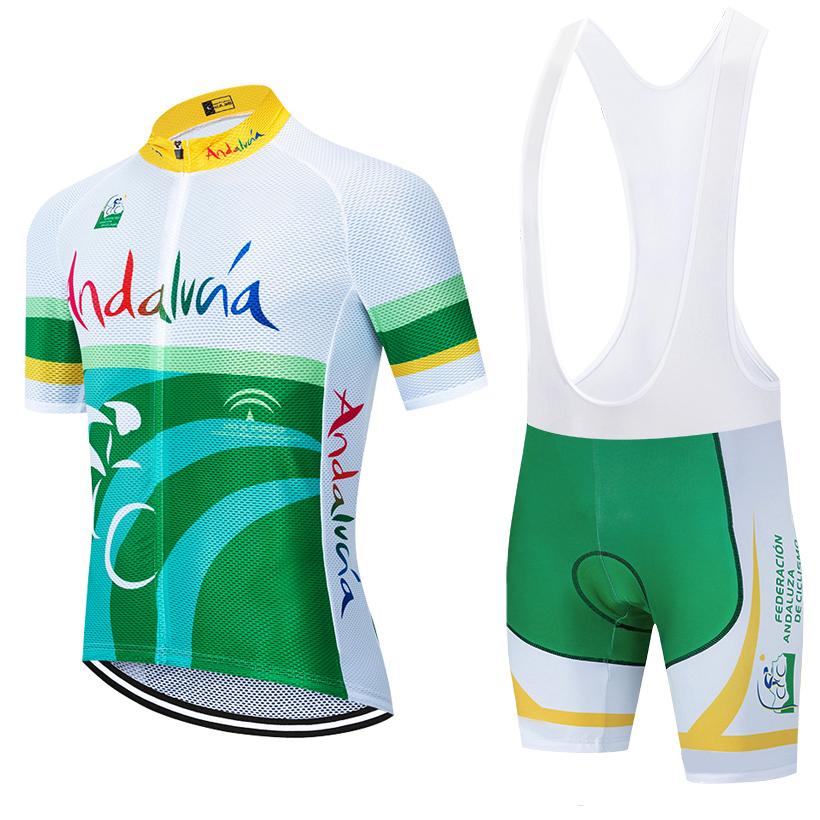 New Green Andalucia Cycling Jersey Men Women Bike Maillot Shorts Set Ropa Ciclismo MTB Summer Bicycle