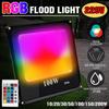 RGB Led Floodlight 10/20/30/50/100W RGB Flood Light Outdoor Wall Washer Lamp Reflector IP66 Waterproof Garden Lighting 220V