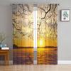 Lake Scenery Window Treatment Tulle Modern Sheer Curtains for Kitchen Living Room the Bedroom Curtains Decoration