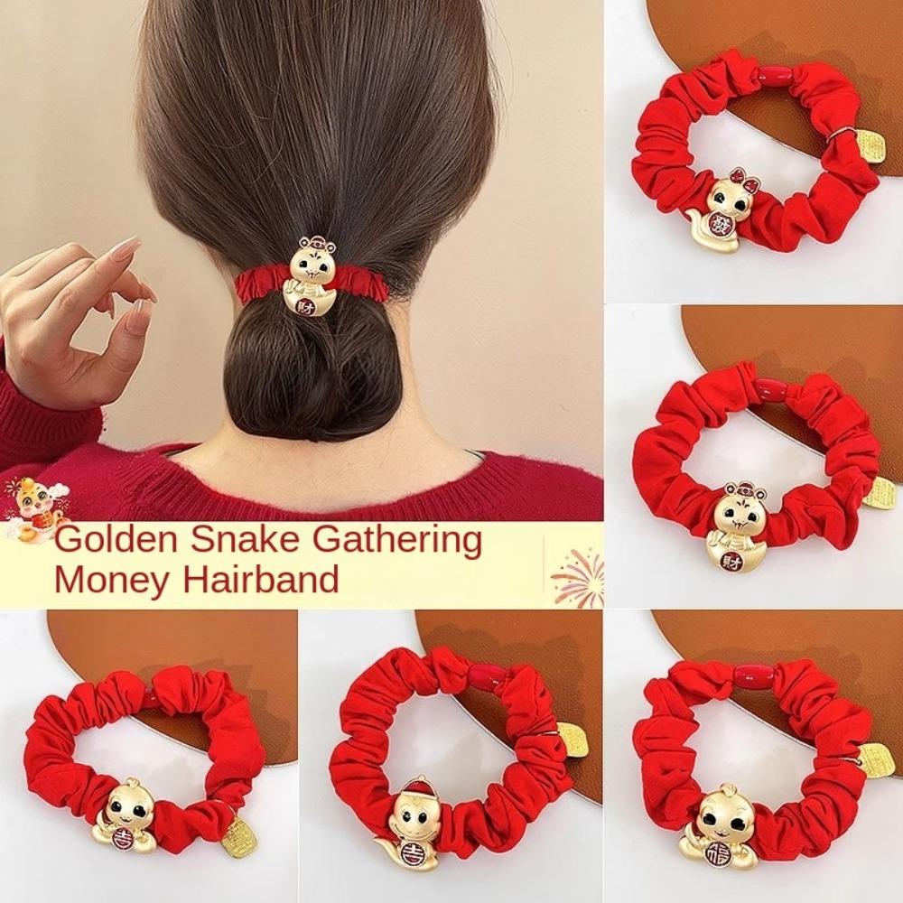 Red New Year Hair Rope Zinc Zinc Alloy Chinese Style Bracelet Fashion Snake Year Hair Ring Girls