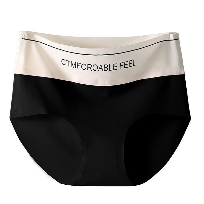 High Elastic Women's Colorblock Mulberry Silk Seamless High Waist Panties - Breathable, Antibacterial, Skin-Friendly.