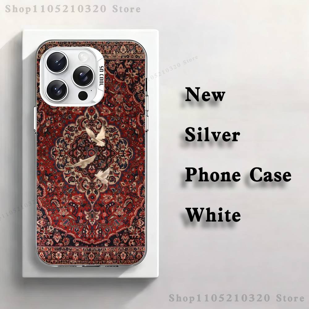Arab Persian Carpet Floral Phone Case For iPhone 17,16,15,14,13,12,11,Pro,Max,Plus,Mini,XS,SE Anti Fall White Matte Hard Bumper
