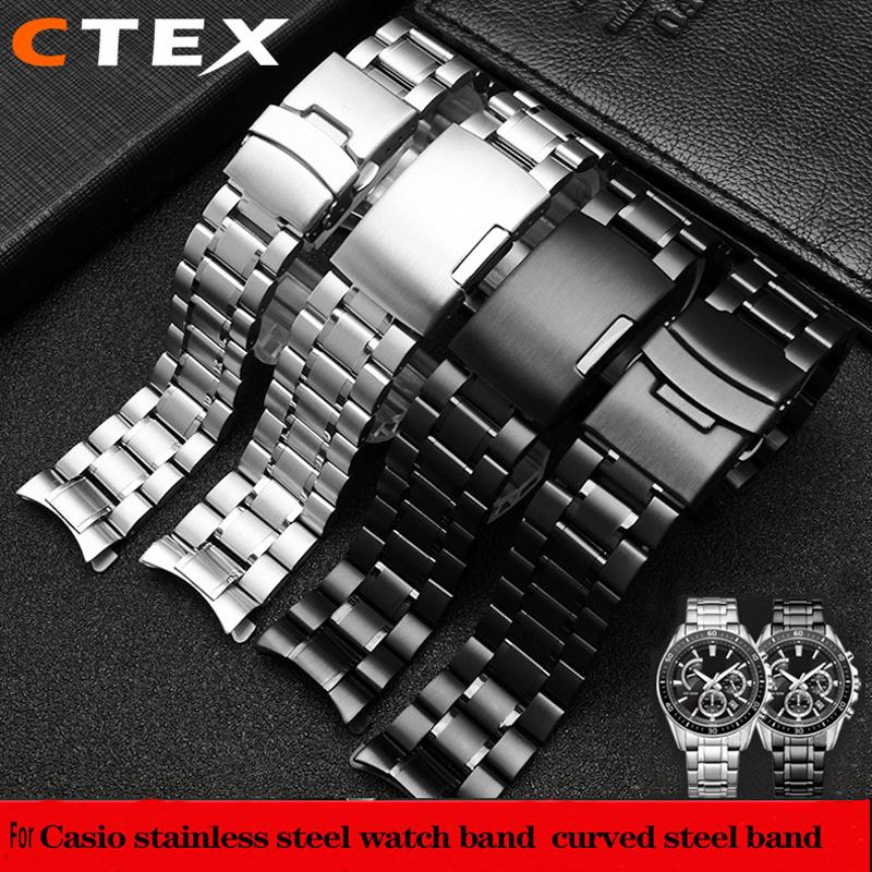 Для Seiko Longines Timex Citizen Casio Изогнутый Конец Нержавеющая Сталь Ремешок Мужской 20мм 22мм 24мм Высококачественный Металлический Ремешок Браслет для Часов