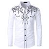 Mens Western Cowboy Shirt Long Sleeve Retro Embroidery Casual Buttons Down Shirt