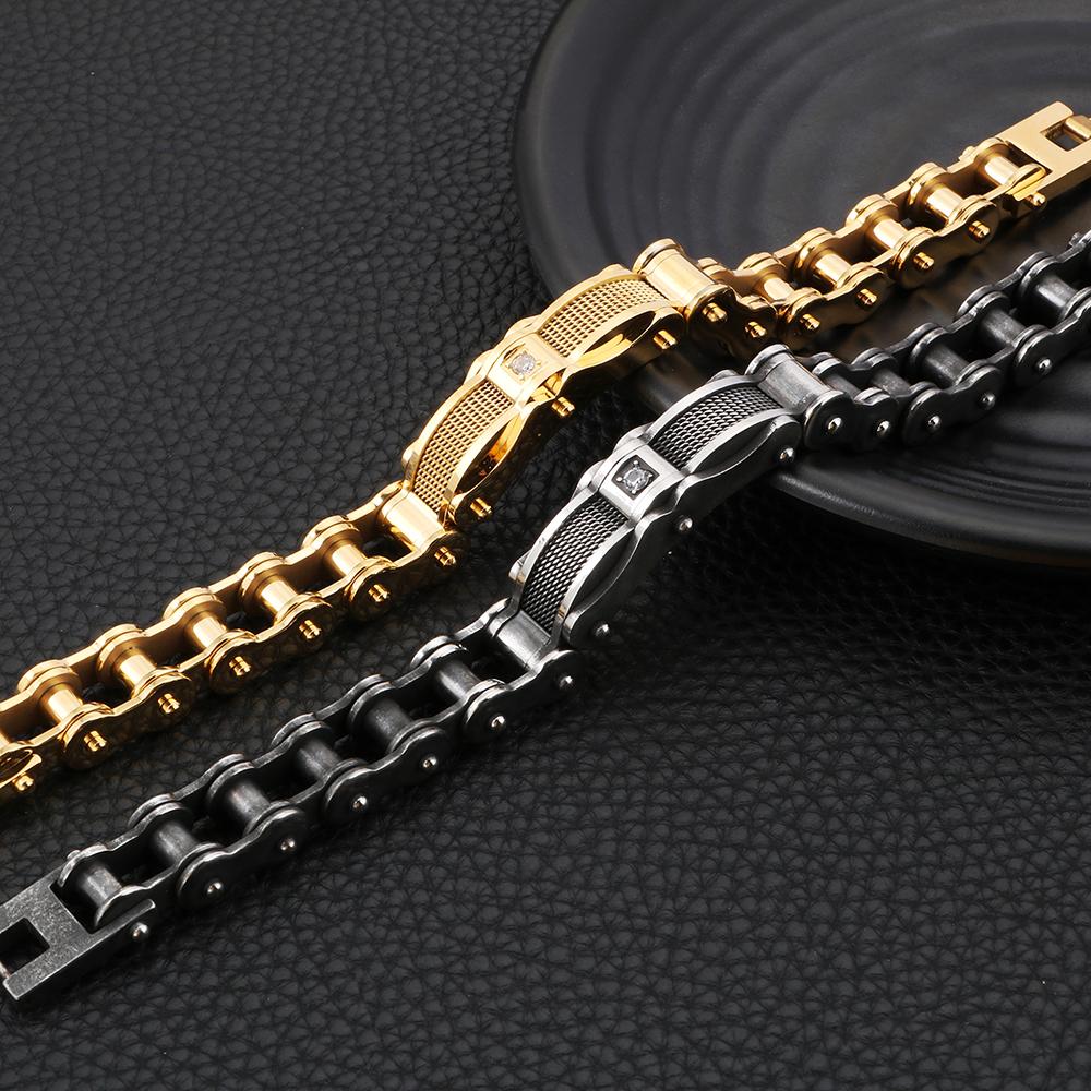 Рок-н-ролльный мужской браслет 12 мм из литой нержавеющей стали, металлические велосипедные цепные браслеты для мужчин, мальчиков, байкеров, ювелирные изделия, аксессуары, подарки