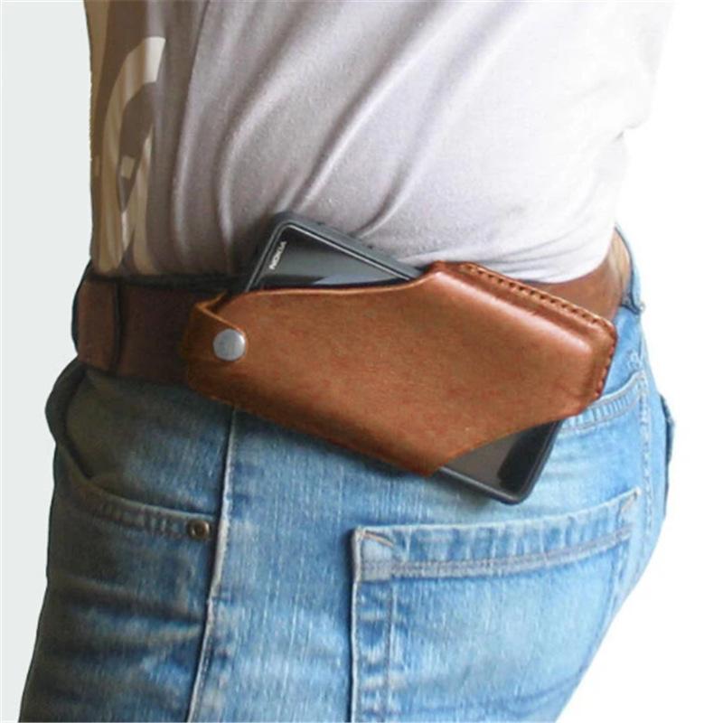 Outdoor Waist EDC Cell Phone Bag PU Tactical Portable Anti-Lost Labor Mobile Phone Bag.