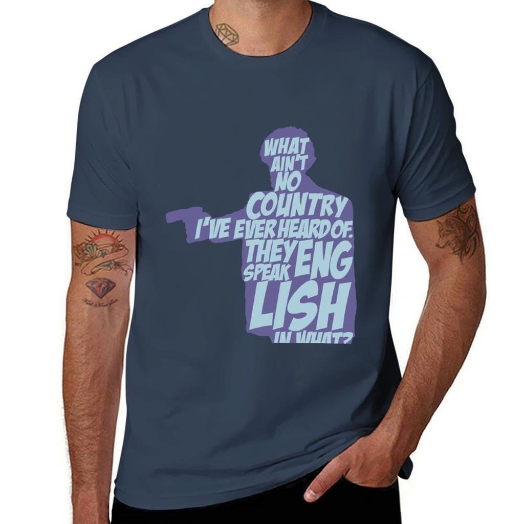 Pulp Fiction Jules They Speak English in What TShirt Large Size Casual Short Sleeve Top