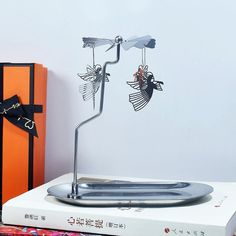 Gold/Silver Christmas Rotating Candle Holder Stainless Steel Rotating Candlesticks  Night