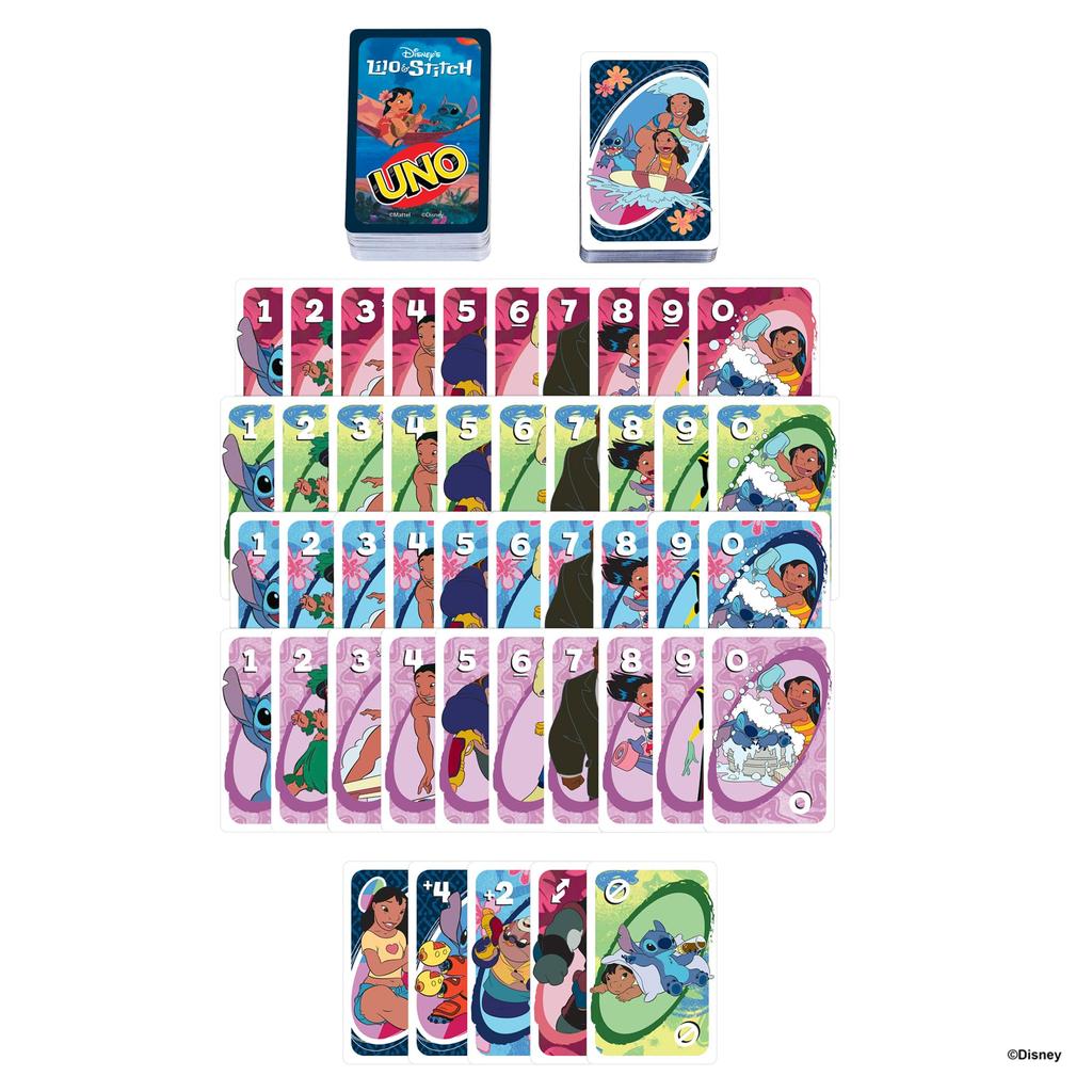 Mattel Games UNO Лило Стич Принадлежности для вечеринки Карта 112 для возраста 7 и JCC10 & Игра, Карты, 2-10 игроков, Вверх, Синий,