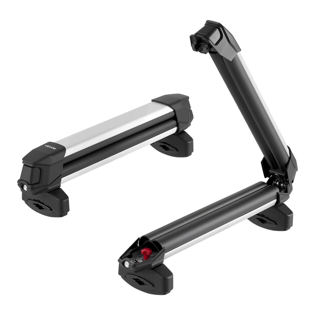 Ski & Snowboard Roof Rack, Carry up to 4 Pairs of Skis or 2 Snowboards, 2 PCS Aluminum Universal Car Roof Rack Top Holder with Lock & Rubber Padding,