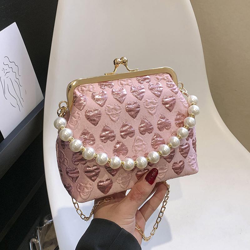 Luxury Beaded Clutch Bag with Chain for Women Evening Bag Shell Design Messenger Handbag Printed Fashion Standard Shoulder Bag New